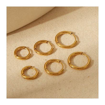 YF2851 Fashion Free Tarnish Jewelry 18K Gold Plated Stainless Steel Tiny Hoop Earrings Geometric Round Small Huggie Earring