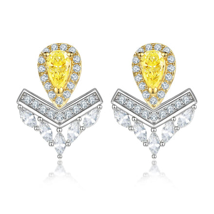 Wholesale New Trendy Non Tarnish Hypoallergenic 925 Silver Pearl Stud Earrings with Yellow and White Zircon Jewelry