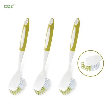 Direct Factory Deal Long-Handle Kitchen Cleaning Brush with Built-in Scraper for Dishwashing Sink Pot Pan Plastic Brush