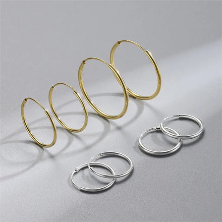 SP Hot Selling S925 Sterling Silver 1.2/1.5MM Thin Hollow Hoop Design Large Big Hoop Earrings