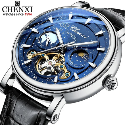 New CHENXI Mechanical Watches Top Brand Luxury Leather Strap Fashion Business Watch for Men Skeleton Automatic Watch Luminous