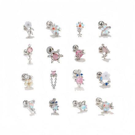 ZUOLA Wholesale Simple Flower Ear Studs Zircon Earrings Women's Silver Plated Brass Small Cute Fashion Ear Bone Stud in Stock