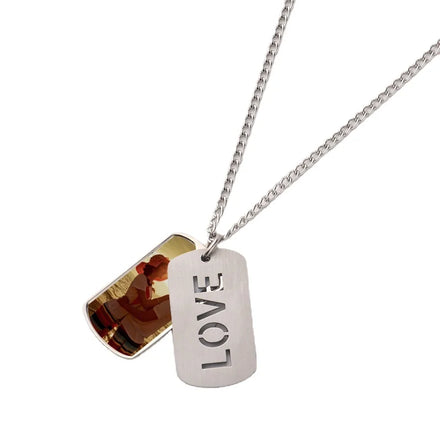 Love Slide Locket Sublimation Dog Tag Necklace