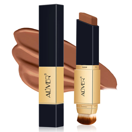ALIVER Full Coverage Face Makeup Contour Stick Korean Skincare Waterproof Color Perfect Foundation Stick with Soft Brush