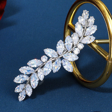 Miallo Zircon Leaf Hair Ornament Bridal Flower Hair Clips Wholesale Headpieces for Wedding