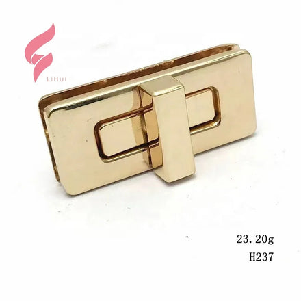 Lihui Zinc Eco-friendly Nickel Free Custom Logo Handbag Purse Closure Twist Lock Clasp Hardware Accessories for Ladies Bags
