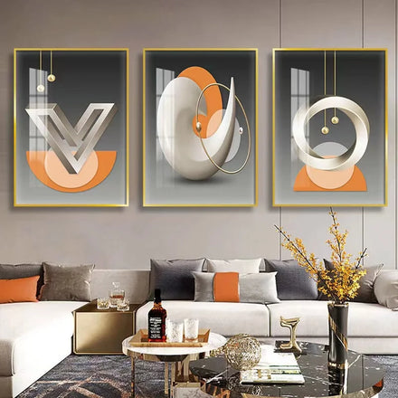 50x70cm S3 Northern European Hanging Painting Abstract Geometric Living Room Decoration Painting Light Luxury Wall Decoration