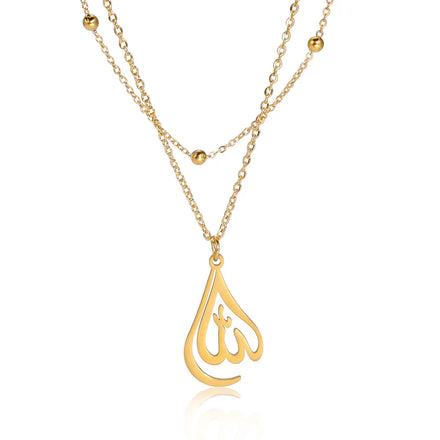 Trendy Ladies Luxury Simple Necklace Plated Arabic Islamic Pendant Necklace Gold Stainless Steel 18K Necklaces