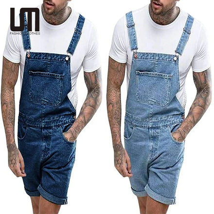 Liu Ming New Product Popular Men Casual Overalls Ripped Jeans Short Jumpsuits