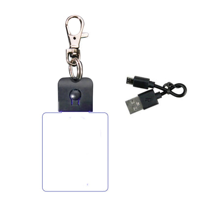 Custom Design Keychain Blank Acrylic Led Keyring Rectangle Round Shape Blank 7 Color Keychain Lights