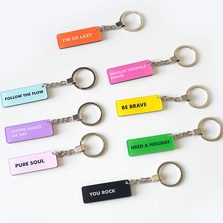 Custom Designer Acrylic Charms Promotional Letters Acrylic Keychain Accessories Girls Plastic Key Ring