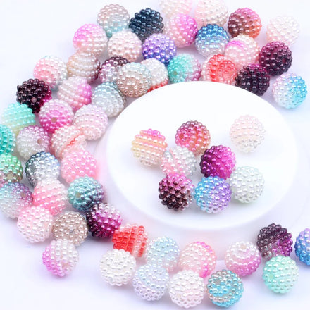 Colorful ABS Pearl Bayberry Beads 10mm 12mm 14mm Double Color Ball Beads for DIY Handmade Earrings Bracelets Jewelry Making