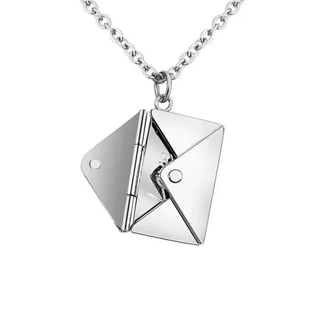 Couple Fashionable Style Love Letter Locket Pendant Envelope Nameplate Necklace Customizable Card Slot Family Envelope Necklace