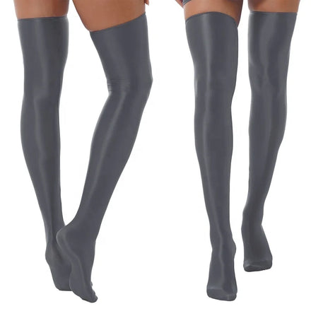 Hot Selling 1 Pair Womens Costume Accessories Glossy Thigh High Stockings Solid Color Stretchy Socks
