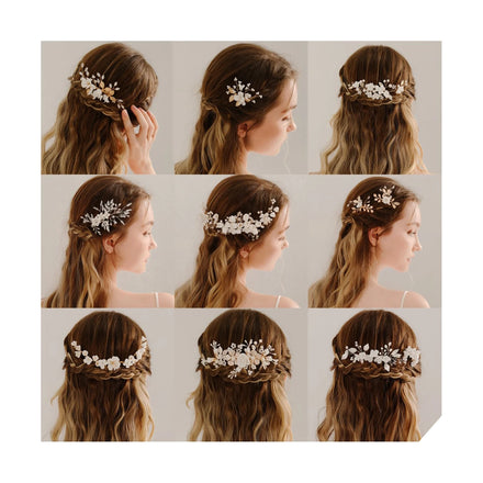 Bridal Jewelry Wedding Hair Accessories Wedding Women Ceramic White Flower Hair Comb Jewelry Hair Clip Haircomb Headdress
