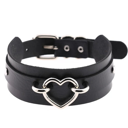 Gothic Jewelry Adjustable Pu Leather Collar Heart Women Neck Choker Necklace