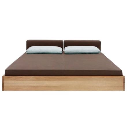 Modern Bedroom Furniture Solid Oak Pine Platform Bed New Design Double Size Soft Bed Faux Leather Upholstered Multifunction for