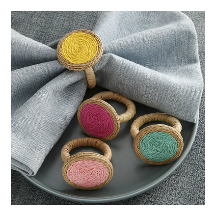 Vintage Hand Woven Hemp Rope Napkin Ring Elegant Round Design for Home Decor