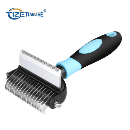 Professional Pet Deshedding Brush 2 Sided Dematting Dog Comb Cat Brush Rake