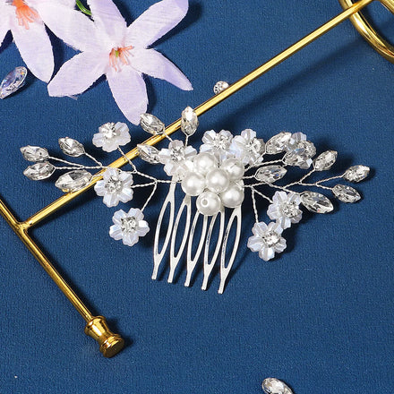 Miallo Handmade Headpiece Rhinestone Pearl Acrylic Flower Bridal Hair Comb Wholesale Wedding Hair Accessories
