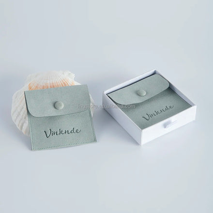 Elegant Wholesale Luxury Envelope Style Microfiber Jewelry Gift Bag with Button Jewel Pouch