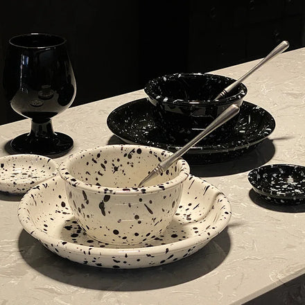 Japanese Ins Style Retro Irregular Splash Ink Spot Tableware High Value Ceramic Plate