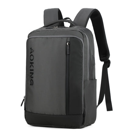 Durable Unisex Student Laptop Backpack USB Custom Logo Gray Polyester Material Zipper Waterproof Fashionable Travel School