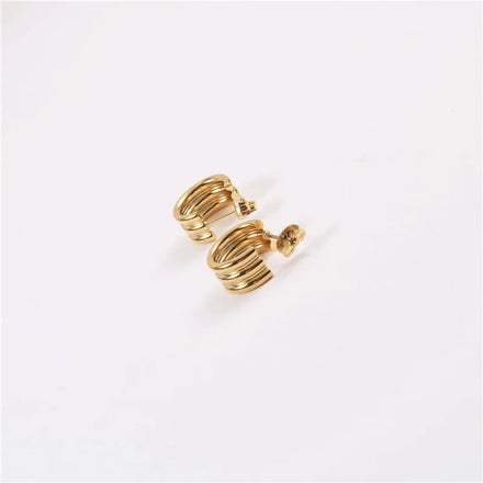 Fenny Non Tarnsih Fashion Three Layers Quarter Hoop Earring Trendy for Women Wholesale Stainless Steel Ladies Jewelry