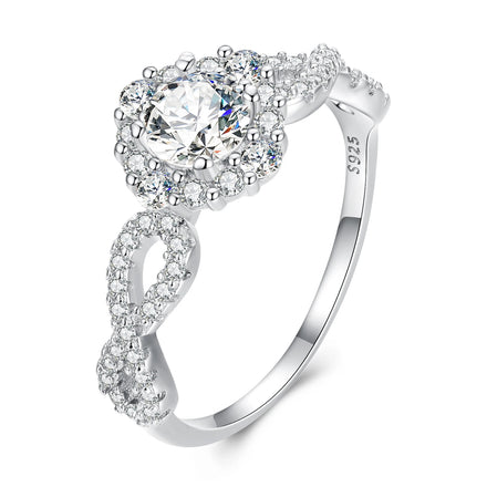 925 Sterling Silver Exquisite Zircon Finger Ring Eternal Love Ring for Women Engagement Fine Jewelry Silver Rings BSR352