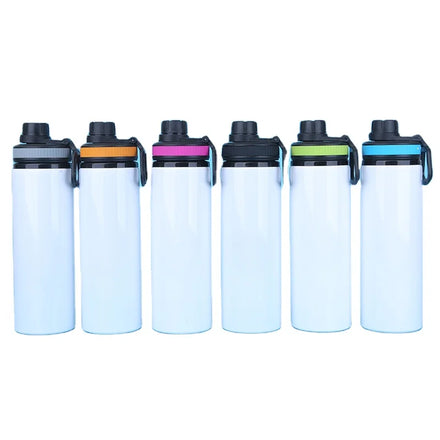 Auplex 750ml Color Lid Sublimation Drink Bottles Nlank Kids Straight Drink Bottle Sublimation 16oz Aluminum Bottle White