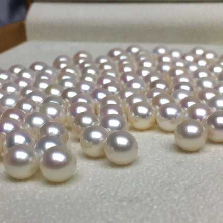 Natural Chinese Freshwater Akoya Pearls 4A-6.5-9.5mm Round White Loose Half-Hole Half-Hole Pearls