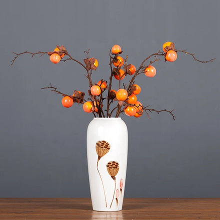 O-X797 High Simulation Long Stem Artificial Fruit Wedding Home Decor Material Artificial Fruit Persimmon Branch