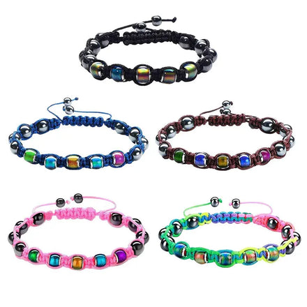 SC Hot Selling Thermochromic Bead Bracelets Adjustable Natural Hematite Shimmer Color Changing Mood Beads Bracelet for Women Men