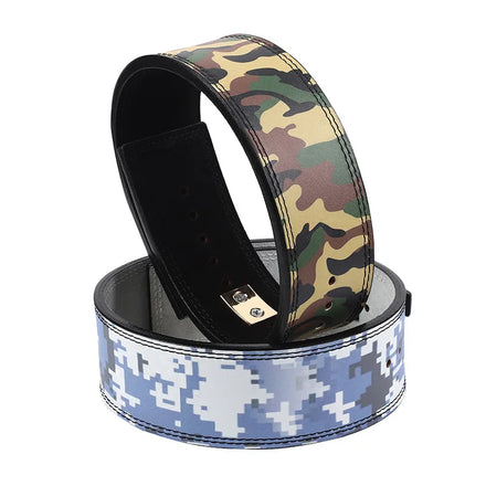 2026 Custom Logo Gym Lifting Belt Cowhide Leather Double Prong Buckle Lever Camo Workout Training for Weightlifting