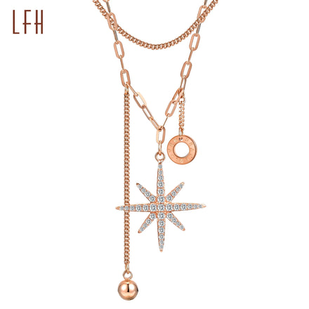 18k Real Gold Star Necklace North David New Design Gold Moon and Star With Star Sign 18k Gold Jewelry Real with Diamond