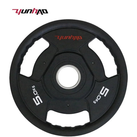 Yuncheng Factory Direct Custom Logo 2.5kg 5kg 10kg 15kg 20kg 25kg Selectable Three Hole Tpu Coated Weight Plates