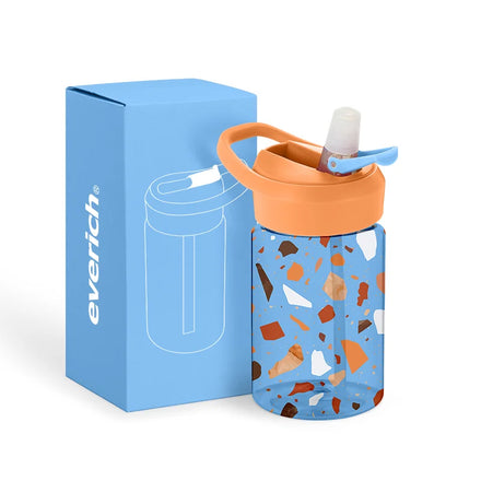 400ml Tritan Material BPA FREE Water Bottle Lids Custom Logo Storage Bottom Kids Water Bottle With Straw for School