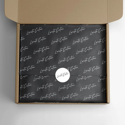 Custom Printed Your Own Logo Coated Single Side Craft Paper Wrapping for Clothing & Socks-Black