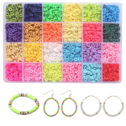 Hot Selling Flat Round Polymer Clay Spacer Beads with Scissors for DIY Necklace Bracelet Earring Jewelry Making