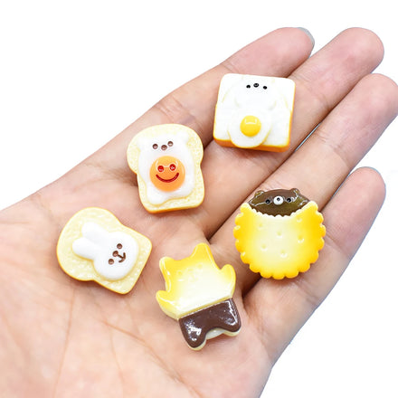 Kawaii Cartoon Bread Resin Flat Back Cabochon Miniature Food Toy for DIY Phone Case Decoration Keychain