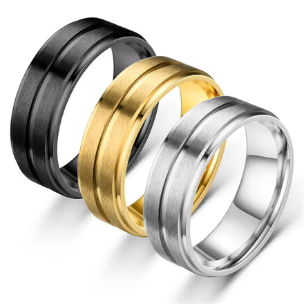 Anillos Para Hombres 8mm Stainless Steel Men Rings Simple Black Gold Silver Custom Signet logo Rings for Men