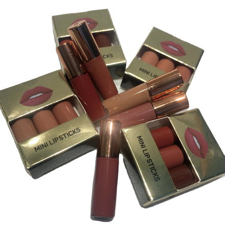 Christmas Gift 3pcs Mini Lipstick Kit Private Label Gold Lid Waterproof Hot Selling Lipstick Set for Lips