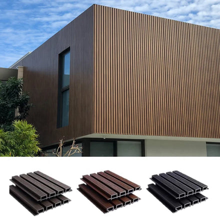 Wood Plastic Composite External Covering External Composite Ceiling WPC Facade Cladding Interior Wall Panel Decorationo