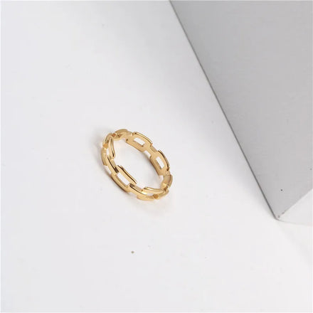 Fenny 18K Gold Plated High End Simple Permanent Link Chain Ring Trendy for Women Stainless Steel Wholesale Jewelry
