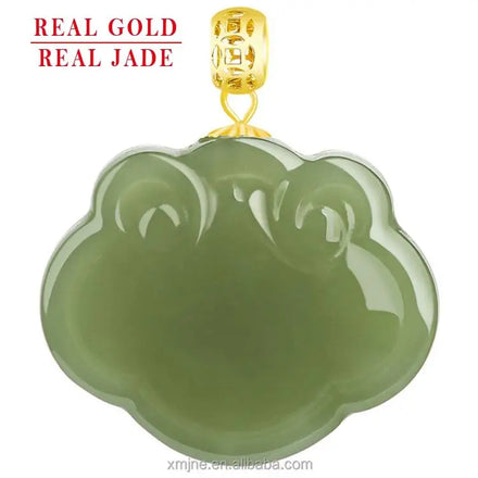 Certified Grade a Natural Hetian Jade Gray Jade Ruyi Pendant 18K Gold Inlaid Jade Pendant Simple and High-End Women's Jewelry