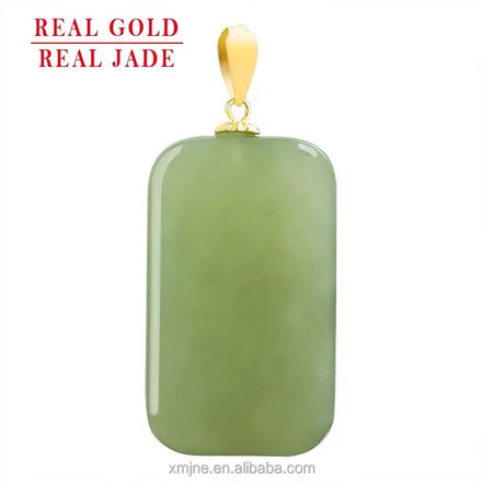 Certified Grade a Natural Hetian Jade Gray Jade Lucky Pendant Genuine 18K Gold Natural Jade Pendant Necklace for Men and Women