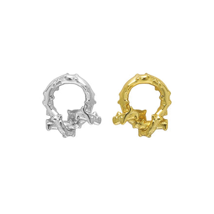 Wuqie 925 Silver 18K Gold Plated Irregular Vine Leaf Ladies Stud Earring