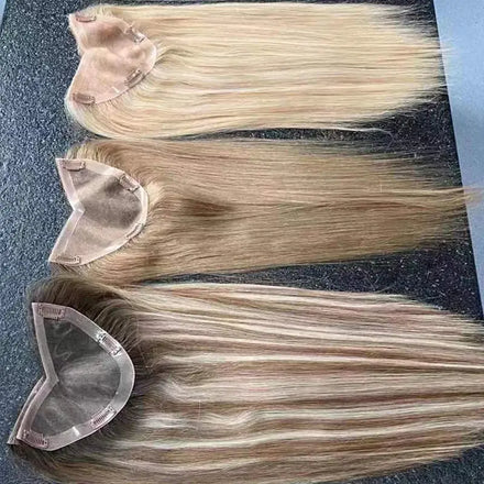 Brazilian Virgin Cuticle Aligned Human Hair Straight Pre Plucked Silk Base Women's Topper