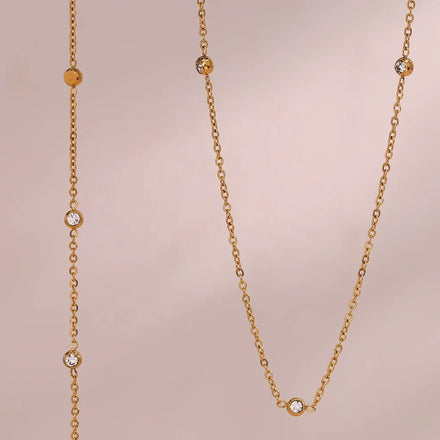European and American Fashion Shining Zircon Ladies Chains Necklaces Gold Plated Stainless Steel Choker Necklace Women