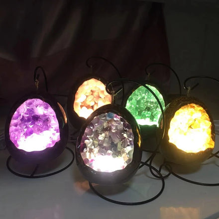 Hot Sale Fashion Energy Dinosaur Egg USB Amethyst Crystal Cluster Led Night Lamp Table Lamp for Home Decoration